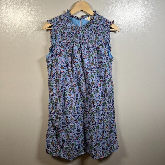 Boden Dresses & Skirts - Boden Sleeveless Smocked Dress Size 8 Blue Floral Preppy Feminine Casual